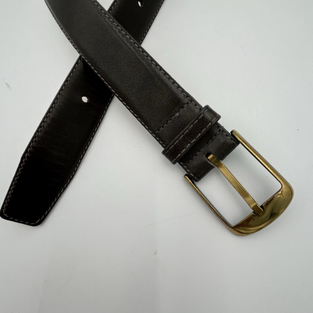 MEN'S L'AIGLON DARK BROWN DRESS CASUAL FULL GRAIN LEATHER BELT SIZE 36 HAITI - Picture 3 of 8